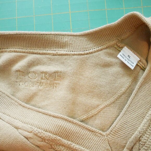 Dr Pepper Sweater Vest Fore Golfwear Cable knit Embroidered XL Tan - Picture 6 of 6